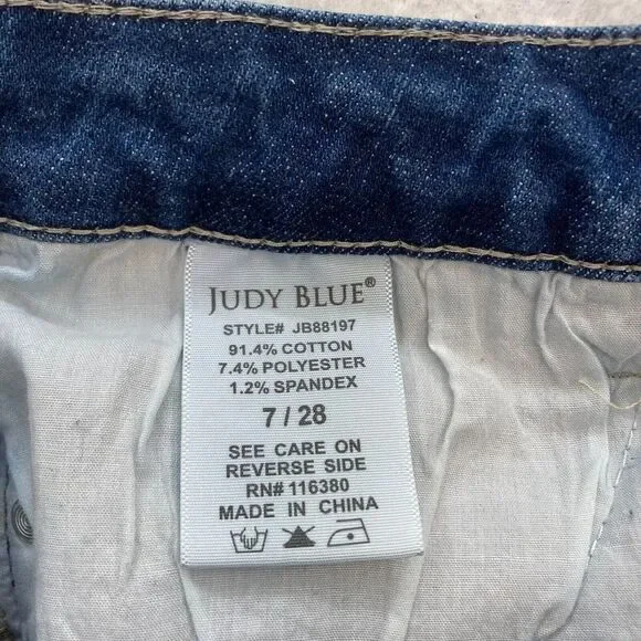 Judy Blue Jeans Women's 7/28 Skinny Fit Medium Blue Stretch Denim Distressed - Picture 7 of 14